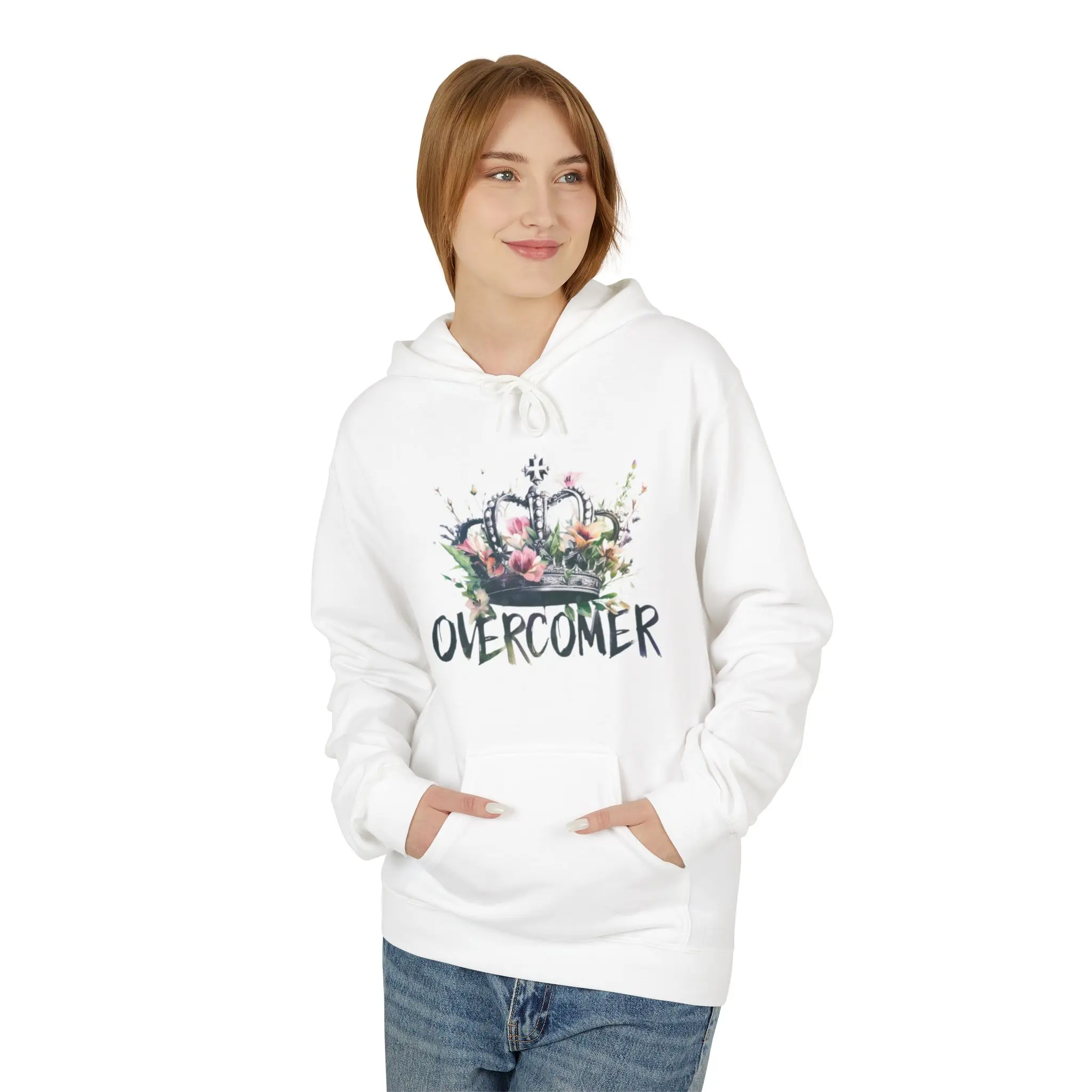 Overcomer Floral Cross Hoodie | Inspirational Christian Faith Sweatshirt