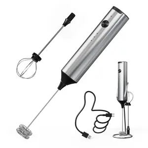 Powerful Milk Frother Handheld with 3-Speed, Coffee Frother Wand Rechargeable Mini Drink Mixer with 2 Stainless Steel Whisk for Matcha, Hot Chocolate, Cappuccino,& Egg Mini Frother dough