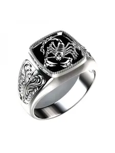 New Creative Scorpio Embossed Men's Ring,  Silver Color, Boho Style, All over Print, Anniversary Ring, All Seasons
