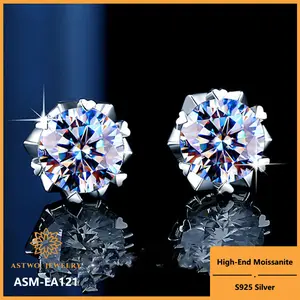 [ASM-EA121] s925 sterling silver snow moissanite diamond earrings simple moissanite stone earrings moissanite jewelry earrings