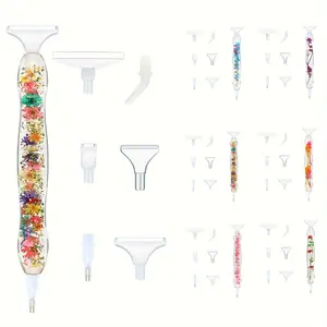 Diamond Painting Drill Pen Set, Resin Dried Flower Pens DIY Realistic Flowers, 5D Diamond Embroidery Tools Kit with 6 Plastic Drill Heads