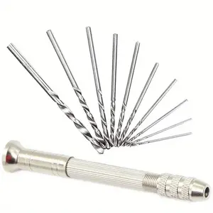Mini aluminum alloy manual drill set, Hand tools, keyless chuck portable, precision mini manual drill tool set, multi-functional mini drill with twist drill bits, DIY model making equipment, jewelry and woodworking mini drilling tools, student craft kit