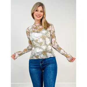 Long Sleeve Tree Camo Mesh Top