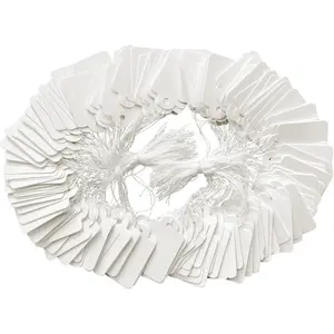 200 White Price Display Tags with String for , Clothing - 1.38 x 0.87 Inches