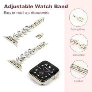 BUREI Leaf Bling Strap Stainless Steel Metal Band Compatible for iWatch 38mm-49mm (Series 1-11/SE/SE2/Ultra/Ultra2), Stylish Women's Replacement Wristband (Watch Not Included)#TikTokShopHolidayHaul