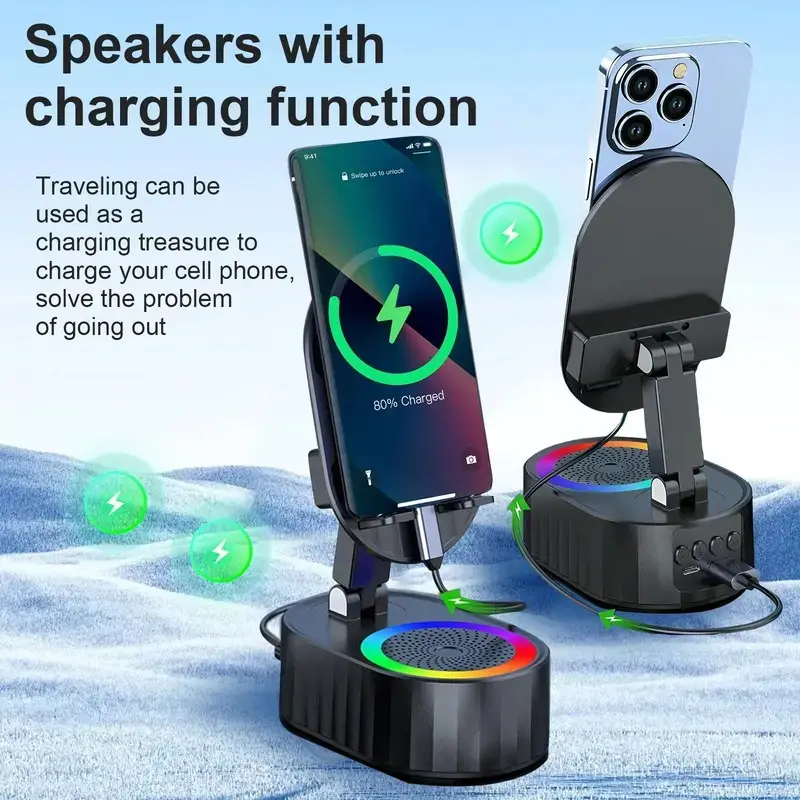 AKLLCCR Multifunction Desktop Phone Stand with Bluetooth Speaker