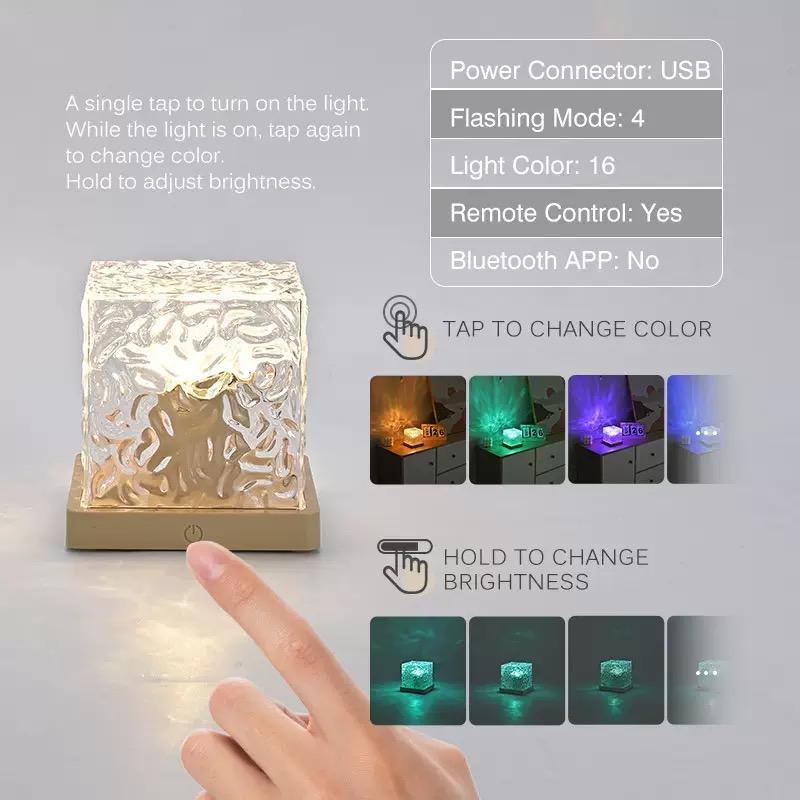 Rechargeable Shower Light No Wiring, 16 Color Changeable Ocean Wave Projector Light, Dimmable Waterproof Shower Lamp with Remote, Rotating Flame Water Ripple Lamp for Shower, Bathroom, Bedroom Decor