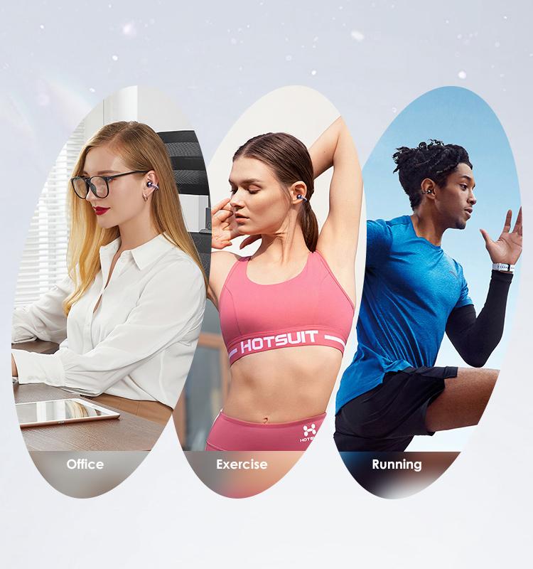 Multi-color Digital Display Clip-on Open Ear Wireless Bluetooth 6.0 Headphones with Audios, Mic, 50H Playtime, ENC, IPX5 Waterproof, Next-gen Comfort for Small Ears & Fitness Runs, Headset, Long Play