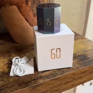 Ticktime Cube Pomodoro Kitchen Timer - Magnetic, Flip, LED Display, Pause & Resume, Silent & Adjustable Sound Alert, 3/5/10/15/25/30min & Custom Countdown, 1.9×1.8×1.7 in, 2.2 oz, Portable for ADHD, TikTok Shop Back to School,back to school haul
