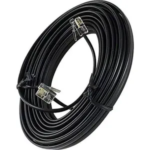 Bistras 25 FEET Black Phone Telephone Extension Cord Cable LINE Wire with Standard RJ-11 Plugs