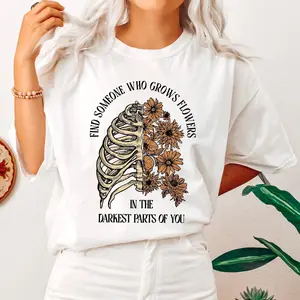 Find Someone Who Grows Flowers, Skeleton, Cowgirl, Tshirt, Women's Crew Neck, Crewneck