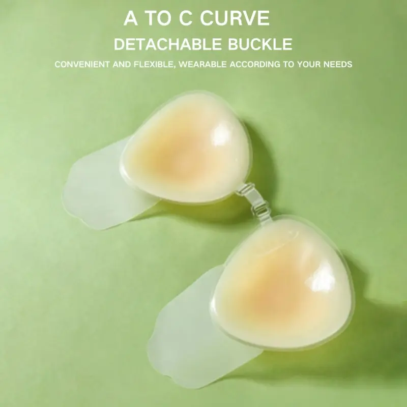 Nippfy Detachable Buckle Teardrop Silicone Pasties, A to C Curve Push-Up Adhesive Bra, Reusable Skin-Friendly Anti-Exposure Nipple Covers for Wedding & Swimwear, Underwear