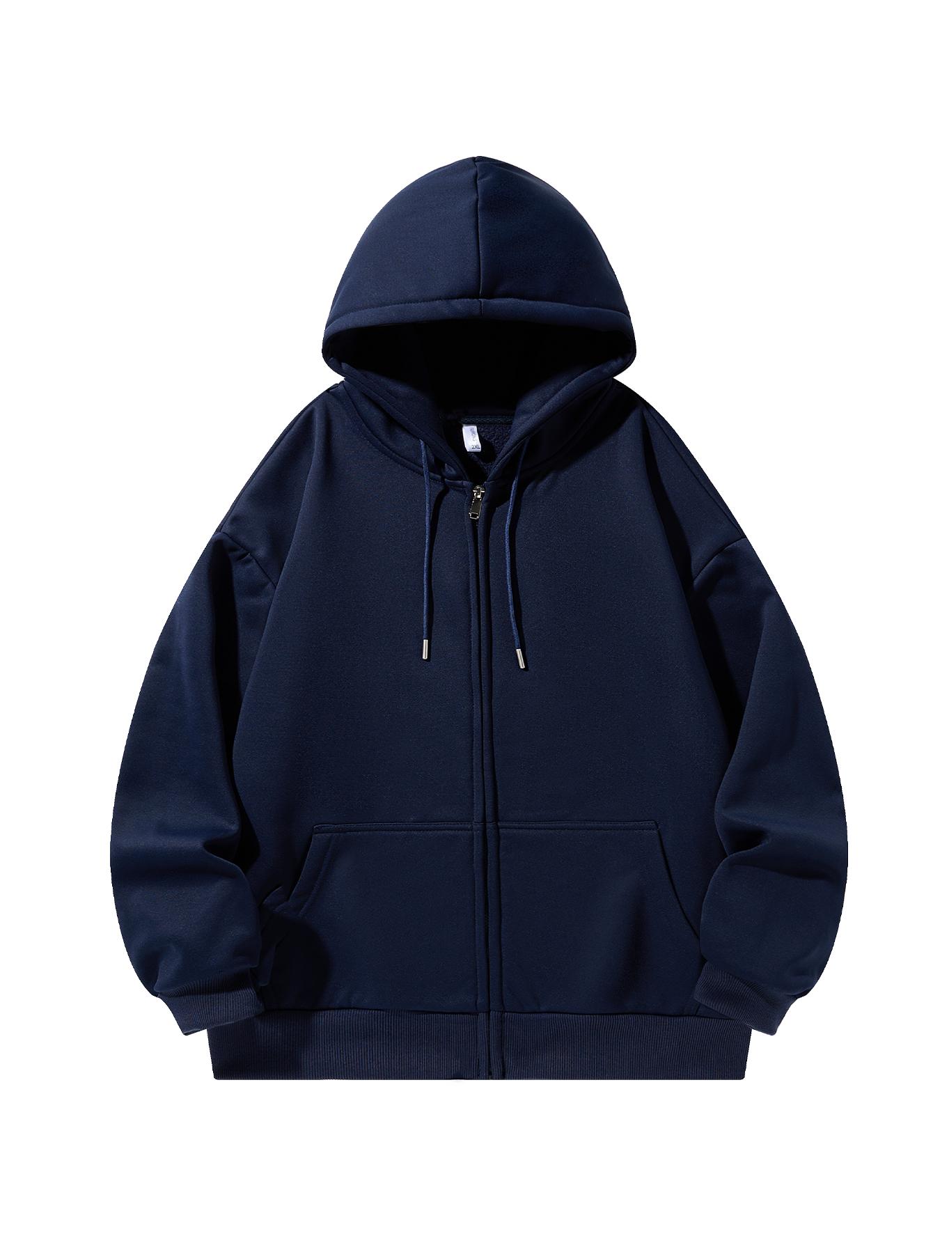 CCCMAI Men's Solid Zip-Up Hoodie Casual Loose Fit Long-Sleeve Hooded Sweatshirt for Everyday Wear All-Season Menswear Aesthetic Street Style