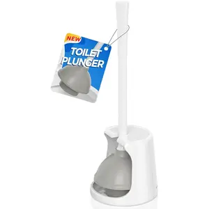 Toilet Plunger with Holder Combo, Heavy Duty for 5.7-inch Toilet Drain For Bathroom Cleaning