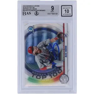 Alec Bohm Philadelphia Phillies Autographed 2020 Bowman Chrome Scouts Top 100 #BTP-29 Beckett Fanatics Witnessed Authenticated 9/10 Card - Fanatics Authentic Certified