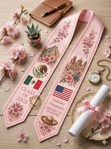 Custom Mexican American Graduation Stole Class of 2026 Personalized University Sash Custom School Printed Graduation Stole Heritage