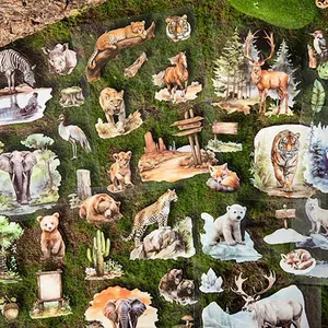 Animal Themed Sticker Book, 1 Count PET Large Quantity Animal Scene Sticker Book, DIY Sticker Book for Scrapbooking, Journaling, Gift Wrapping, Scrapbook Materials, Art Stickers