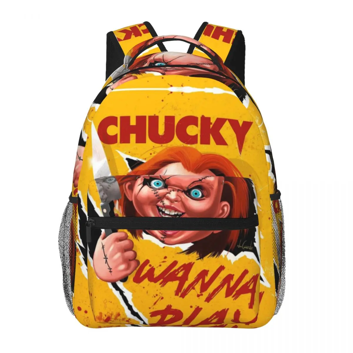 Kids Chucky Backpacks for School Large Capacity All Over Print Chucky Laptop Daypack for Campus Daily Commute Durable Lightweight Chucky School Bag for Teens Students College