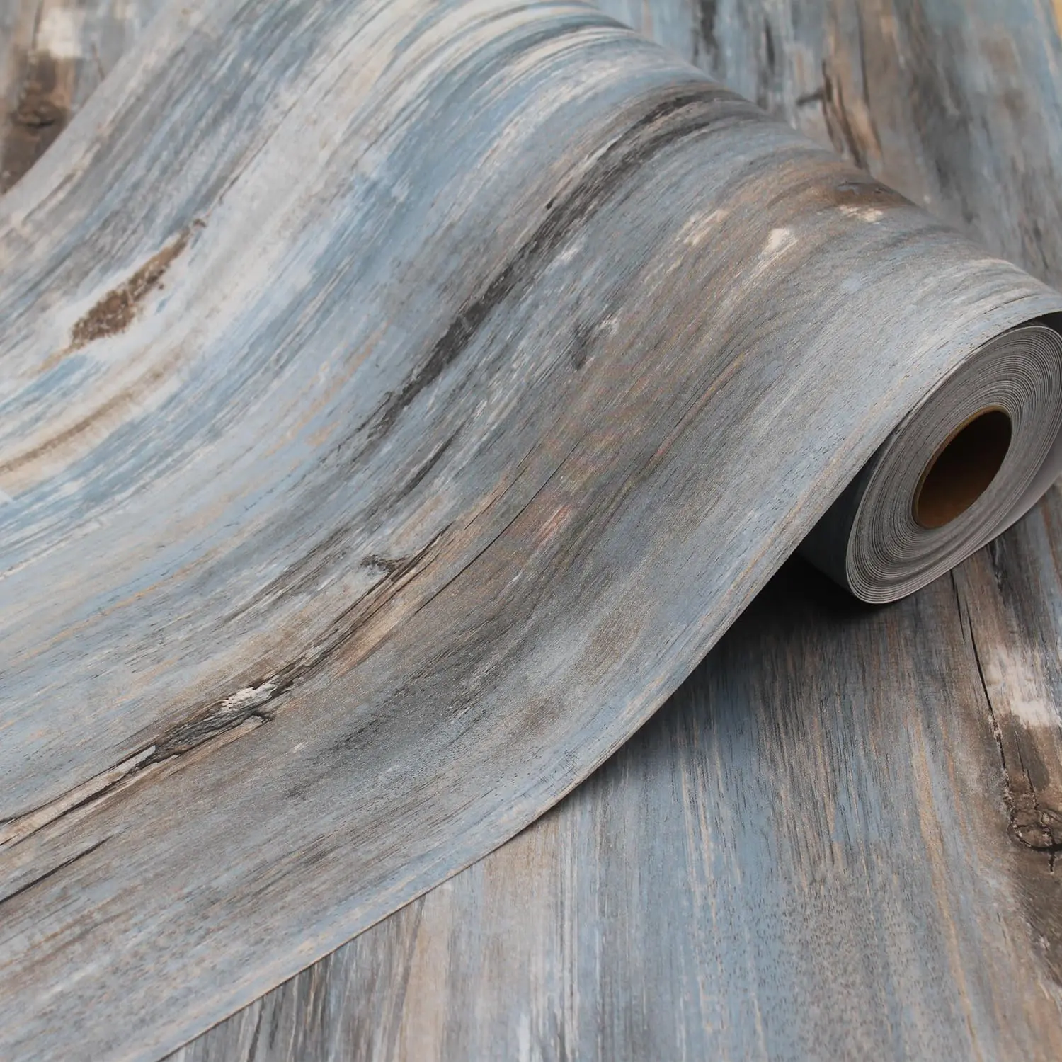 Seamless Long‑Run Wood Look Vinyl Floor Roll, 11.8"x118" Peel & Stick  Continuous Roll Pattern Flow, Easy to Cut and Apply, Realistic Wood Grain Finish, Low‑Repeat Grain Design, Non-Slip Texture