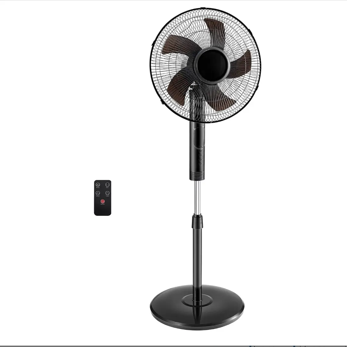 Standing Fan with Remote for Home, Bedroom, Living Room & Covered Balcony – Quiet Portable Fan (3 Speeds, 3 Modes, 80° Osc, 56dB, 15H Timer, Easy to Move Around Home), Adjustable Height