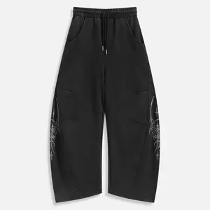YYK Blade Baggy Barrel Sweatpants Gothic Floral Side Print Elastic Waist Drawstring Unisex Streetwear Joggers for men and women