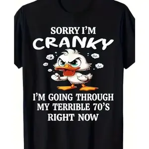 Funny 70s Duck Graphic Tee, 100% Cotton Casual Crew Neck Outfit, Unisex Couple Fashion Top, Cute Retro Style, Best Valentine’s Day Gift For Him Her, Perfect Gift For Boyfriend Girlfriend Husband Wife