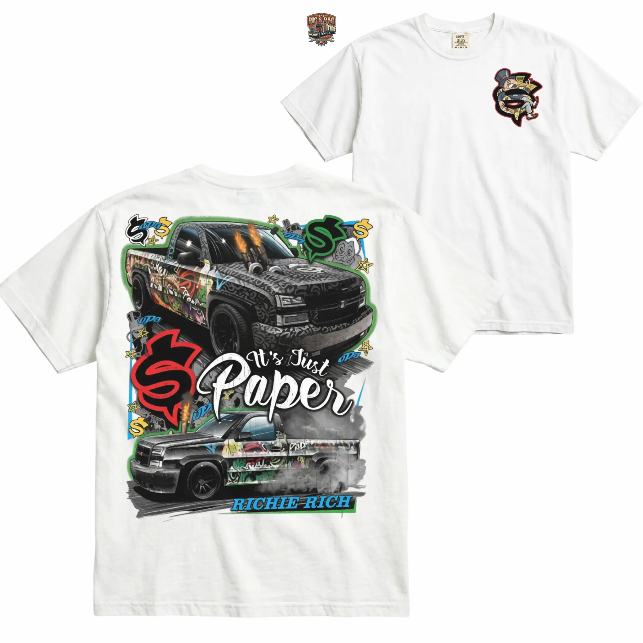 [Comfort Colors] Women's Vintage Shortsleeve Stitch T-Shirt - 100% Cotton Fabric, Richie Rich Prints, Ondgas Car Lover Unisex USA-Made Classic Gift Top, Fit