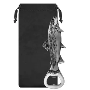 Trout-Shaped Metal Beer Bottle Opener with Storage Bag, Unique Design, Durable Material, Perfect Gift for Beer Lovers