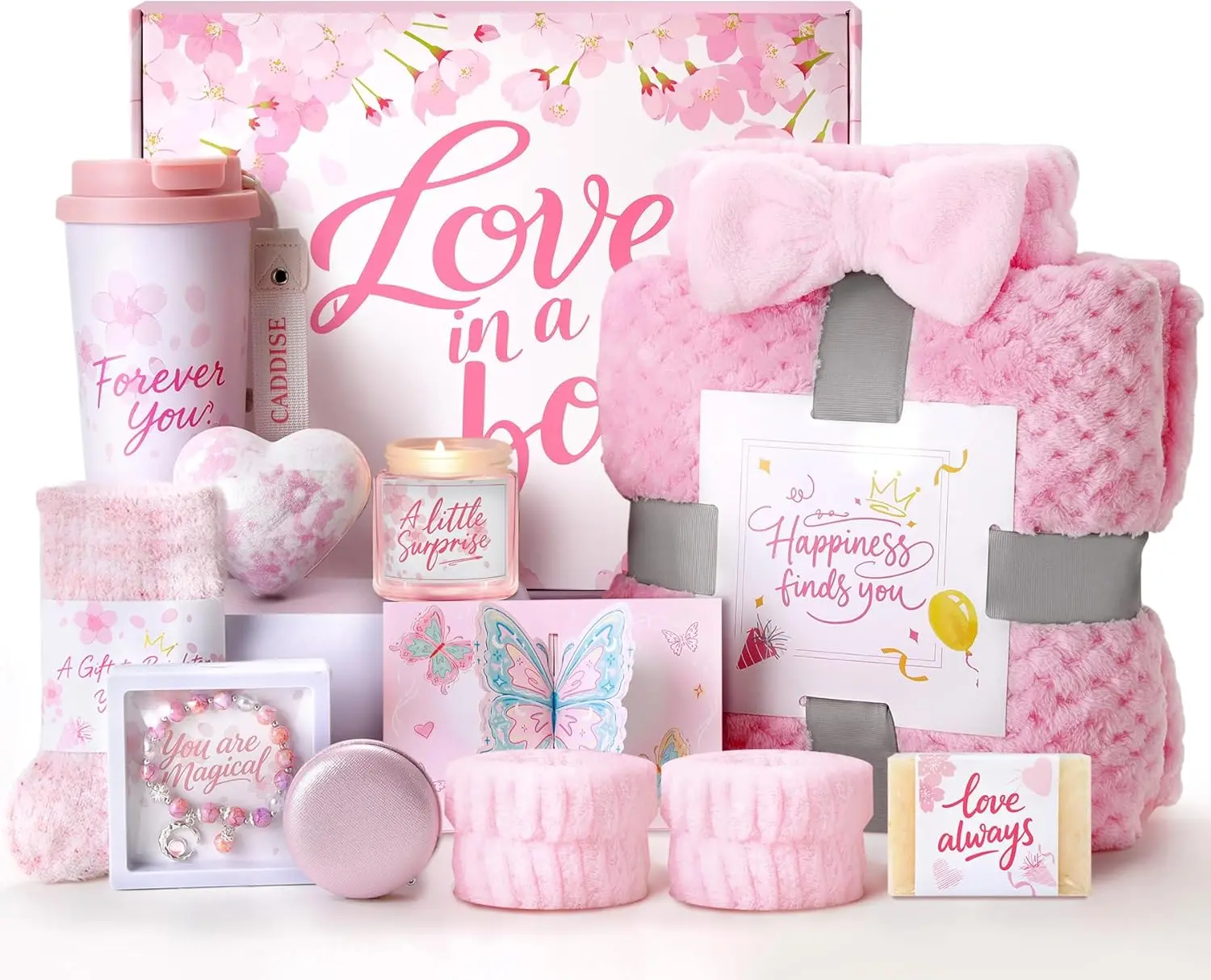 Gift Basket for Mother Wife Sister Her Friends, Luxury Self Care Spa Set with Blanket, Thank You Get Well Soon Box for Mother's Day