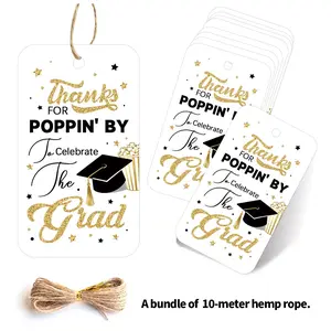 50 Graduation Party Popcorn Gift Tags, Thank You Labels for Guests, Ideal for Photo Albums, Invitations, Gift Wrapping, Craft Projects