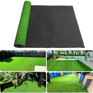 Indoor Outdoor Customizable Artificial Grass Rug 4ft X 8ft - Synthetic Green Fake Faux Grass Carpet Turf Mat with Drainage Holes for Balcony