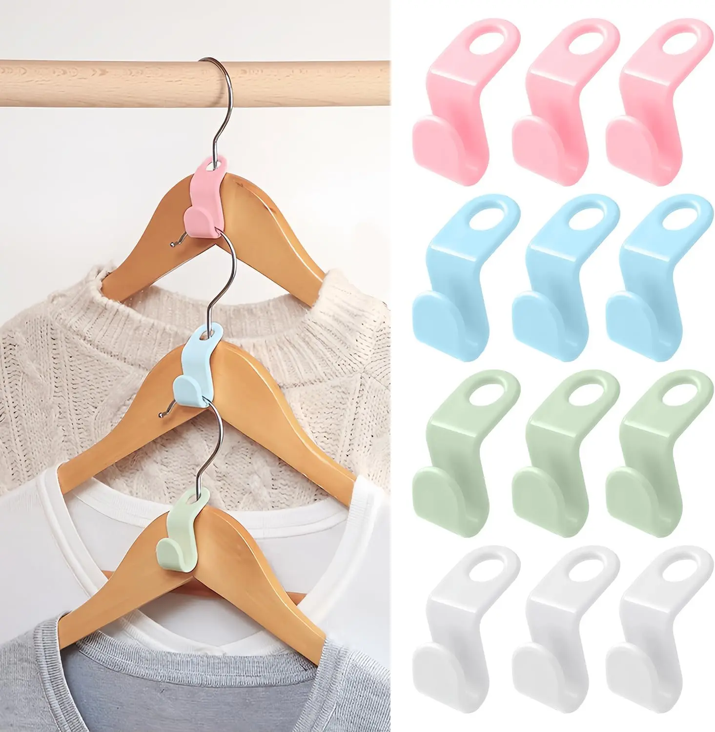 Plastic Clothes Hanger Connector Hooks – Heavy-Duty Space Savers for Closet & Wardrobe Organization – Durable Hooks for Home, Dorm, and College - Blue