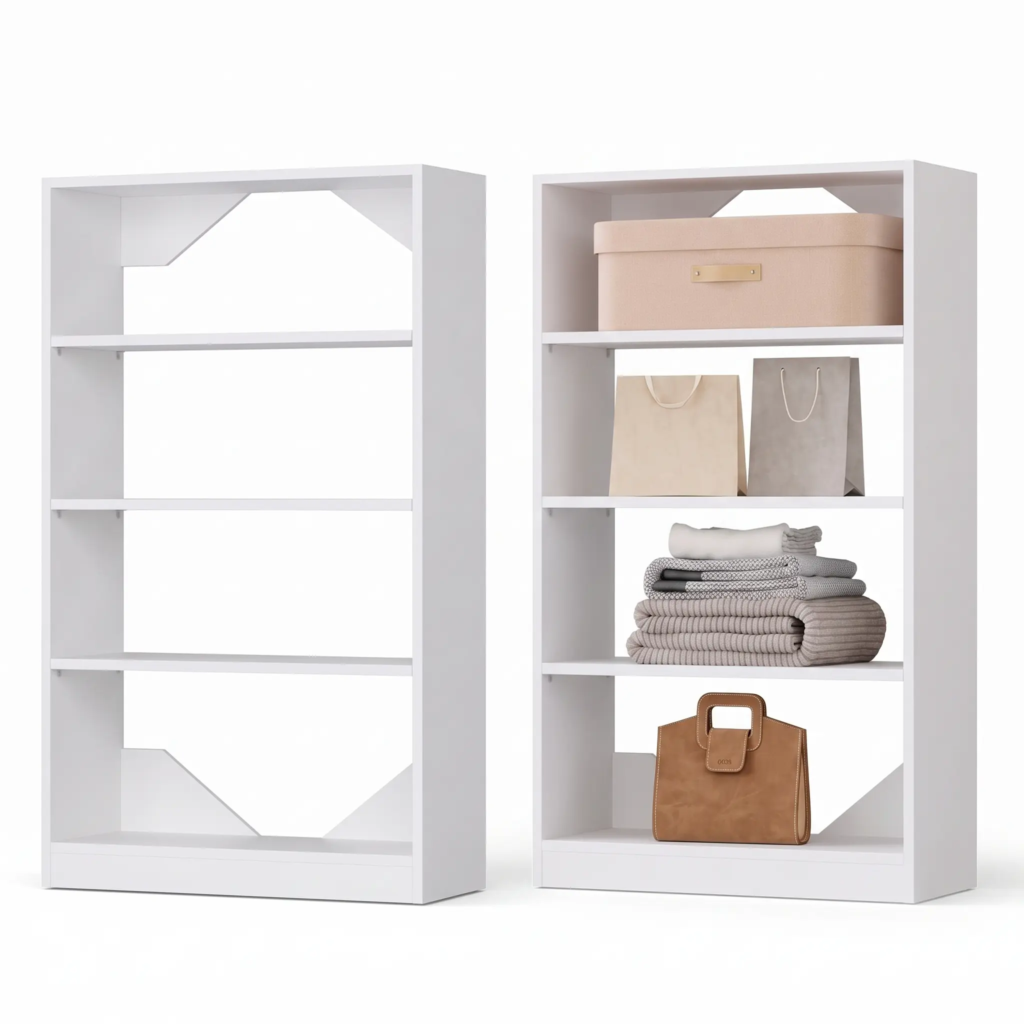 Wall-Mounted Modular Wood Closet Shelf Tower Organizer - White, Available in 19.5in, 25.5in, 31.5in Sizes (Home Storage & Organization Solution)