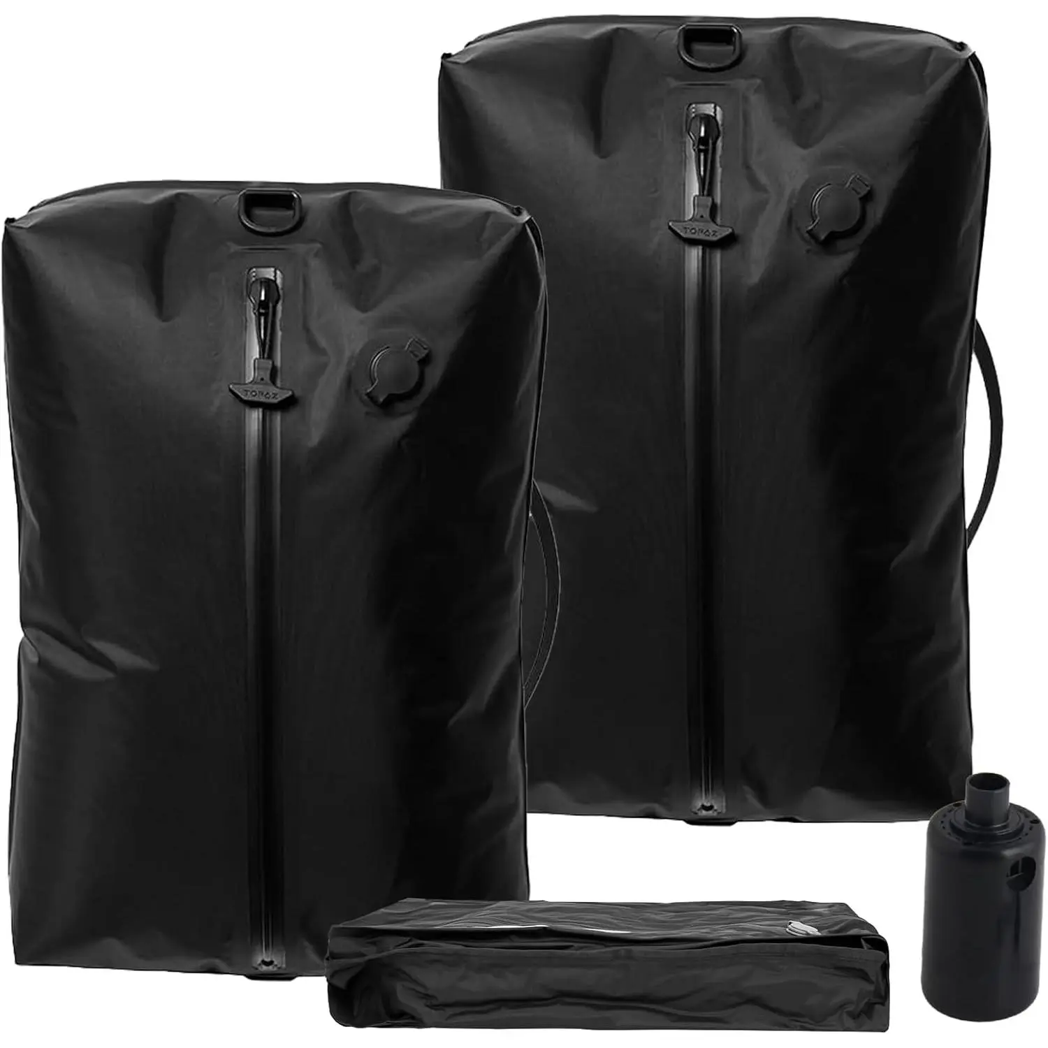 Reusable Travel Vacuum Compression Bags with Pump - IPX8 Waterproof Zipper, 420D Nylon Sturdy Organizer, Sleek Dark Gray, 60% Luggage Saving for 5-7 Day Packing Trips, Vacuum Packed with Pack Accessory