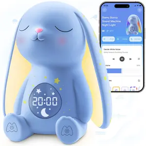 White Noise Sound Machine Baby Night Light with Alarm Clock for Kids, 100 Soothing Nature Sounds, Cry Detection, 150%+ Battery Life, 50% Faster Sleep, App Control - Newborn Essentials