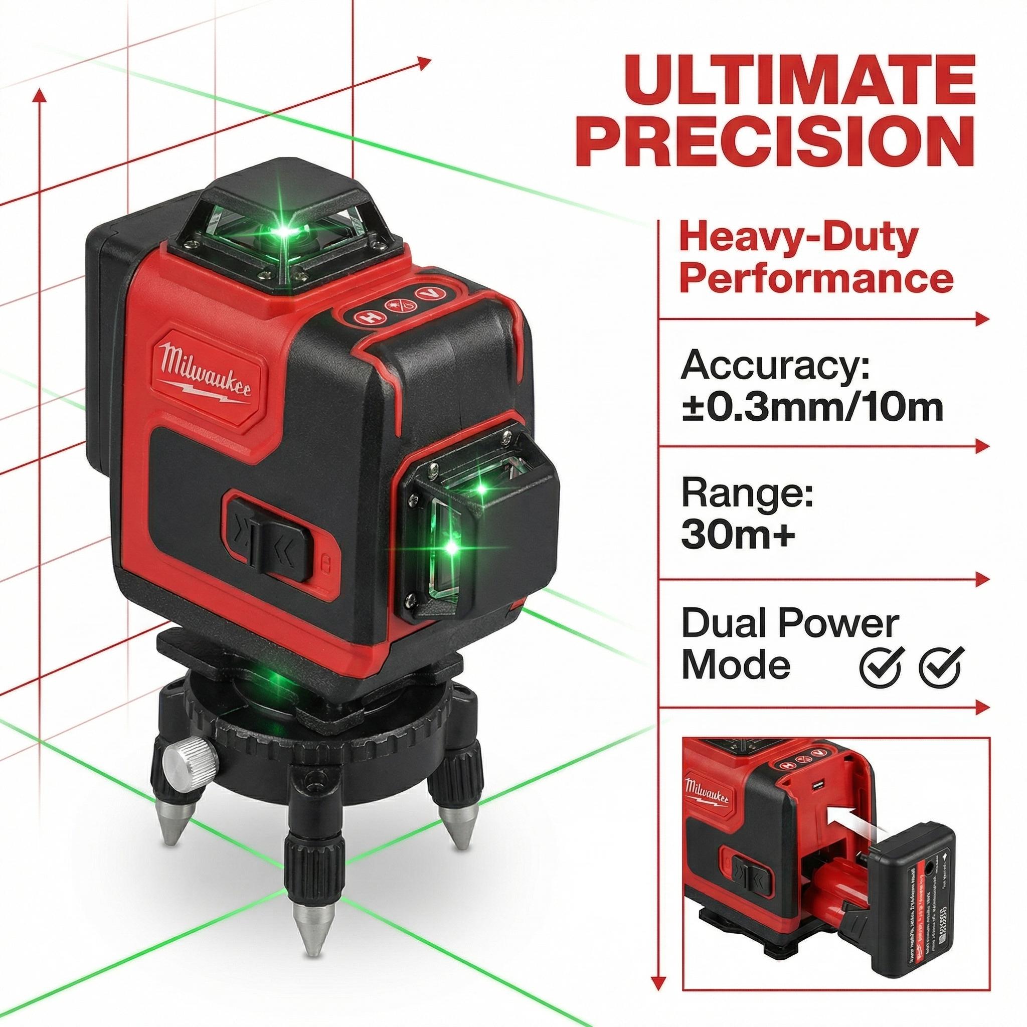 Milwaukee 16 Line Laser Level Kit With Battery Charger Construction Layout Tool High Accuracy