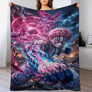 Anime Akaza Battle Scene Flannel Blanket