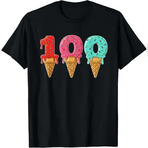 100 Days Of School Ice Cream Cone 100th Day Of School T-Shirt Comfy Everyday T-Shirt