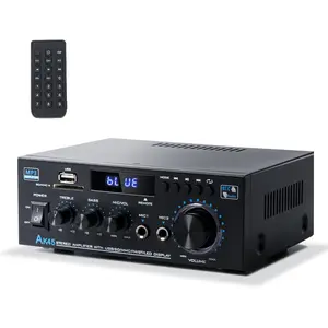 Stereo Receiver & Amplifier Home Audio Amp, AK45  Receiver for Home Stereo, 300Wx2,  5.0, 2 , w/FM & Karaoke, w/USB/SD/RCA/MIC/FM in, w/Remote, for Garage Party Market