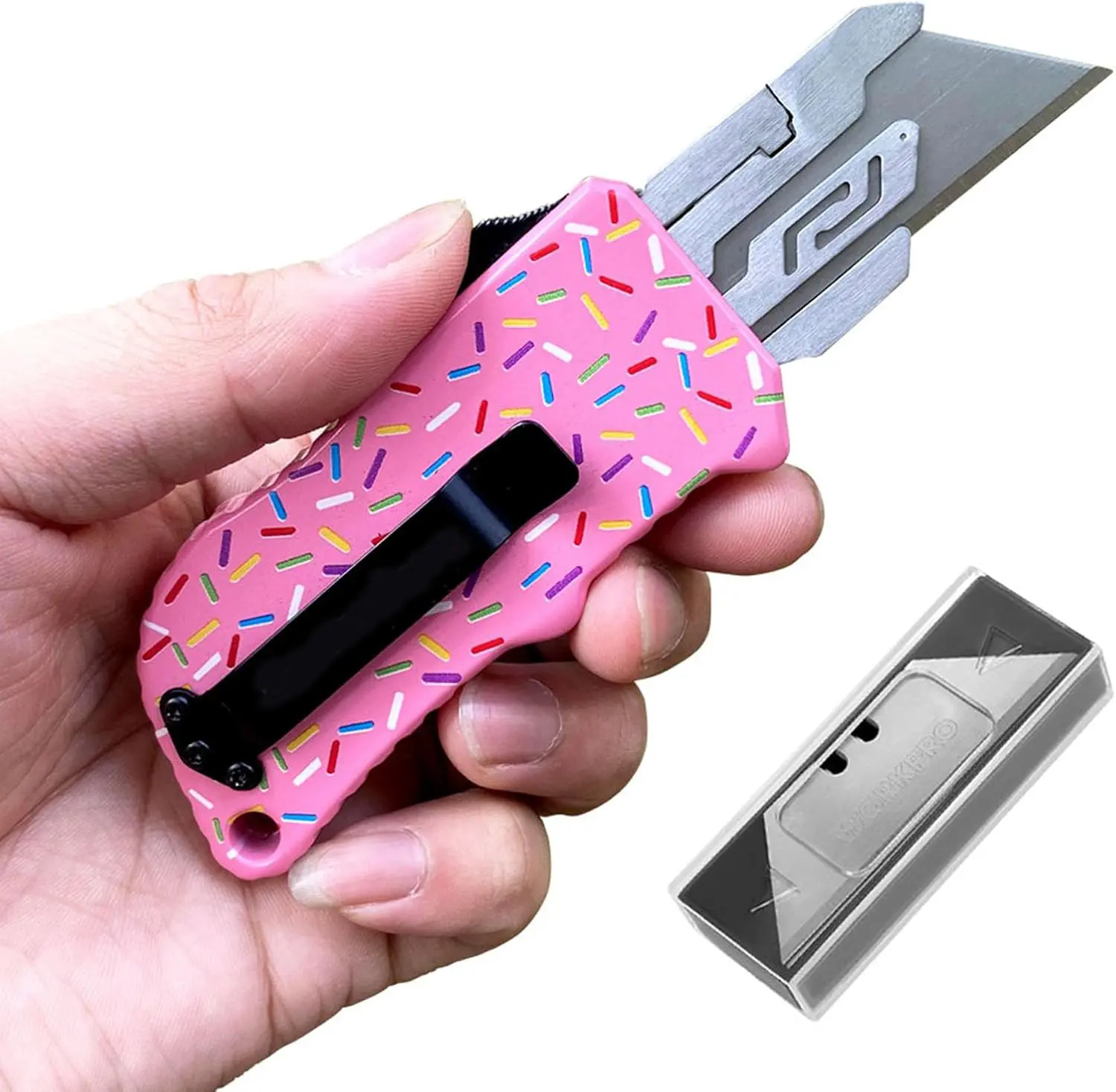 Box Cutter with Clip Small EDC Pocket Knife,Precision Craft Utility Knife, Razor Blade Boxcutters For Office Home Arts, With 5pcs Spare Blades, EDC TOOL