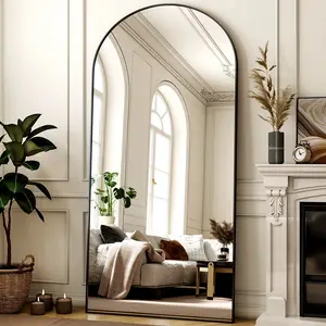 SHATTERVUE 77"x38" Arched Full Length Mirror, Large Floor Mirror Standing & Wall Mounted, Full Body Arch Mirror with Stand for Bedroom Living Room Bathroom, Black