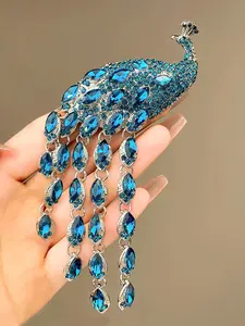 Fashionable High-Quality Tassel Peacock Brooch, Shining Jewelry Accessory, Suitable for Daily Wear & Holiday Gatherings, Women's Fashion