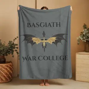 Basgiath War College Blanket, Fourth Wing Throw, Soft Cozy Bedding, Home Accent, Dark Grey