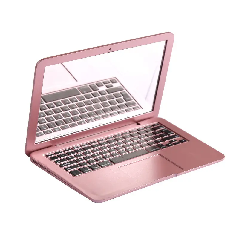Mini Laptop Shaped Makeup Mirror - Single Item Makeup Products, Mini Travel Products, Pocket-Size Folding Compact Mirror for Dollhouse, Travel Home Decor (Rose)