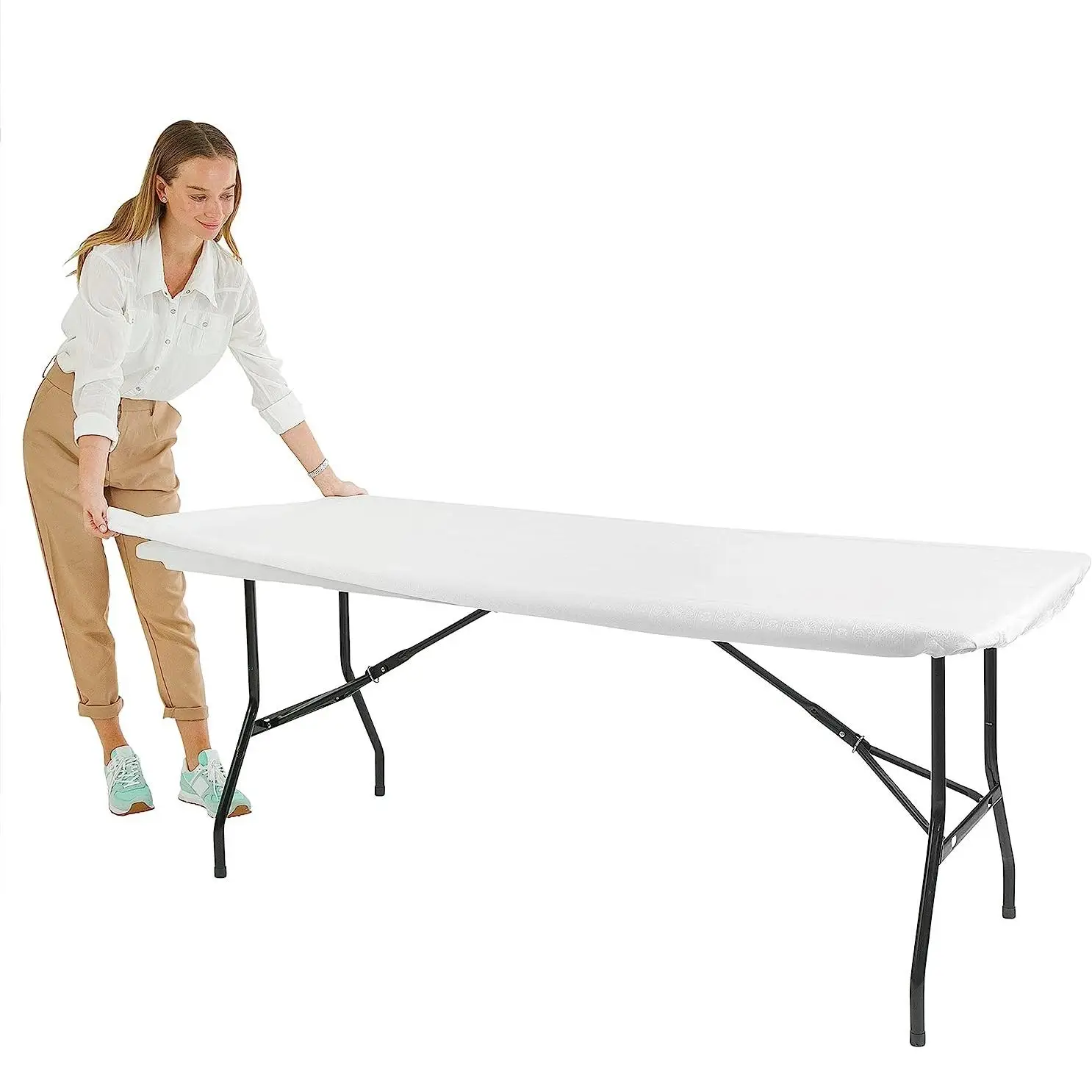 Solid Color Stretchy Tablecloth, Washable Folding Table Cover, Halloween Decor Plain Picnic Party Tablecloth without Table Board, Kitchen Decoration,