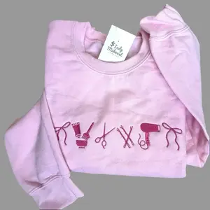 Hairstylist icon pullover crewneck, hair stylist crewneck, neutral aesthetic comfort pullover casual comfortable sweatshirts for aesthetic hair women. hair dresser sweatshirt