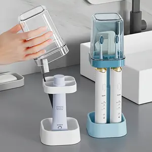 1pc Toothbrush Holder with Lid, 3-Slot Design, Includes Cup Storage and Razor Organizer – Multicolor Bathroom Accessory for Shaving & Shower Essentials