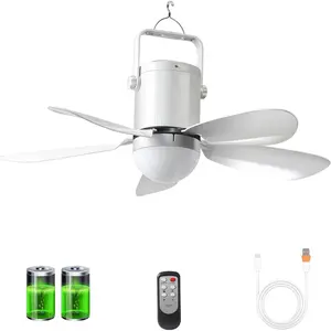 17'' Ceiling Fan with Light and Remote, 10800mAh  Operated Gazebo Fan,Outdoor  Fan for Gazebo, RV,Patio, Camping Tent, Greenhouse,Porch ,Chicken Coop, USB-C  Charge