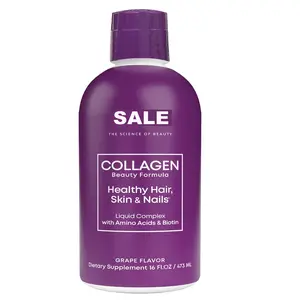 Liquid Collagen Beauty Formula with Biotin, Amino Acids & Protein for Hair, Skin, Nails and Joint Support, Grape Flavor, 32 Servings