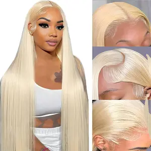 30 Inch 613 13x6 Lace Front Wig Human Hair Straight Blonde Wig Human Hair 613 HD Transparent Lace Frontal Wigs Human Hair Pre Plucked with Baby Hair 180 Density Blonde Human Hair Wigs for Women